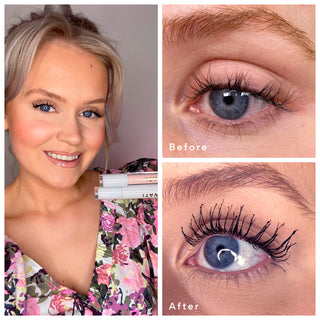 Holm green - ONYX lash booster mascara influencer Review Before After Image