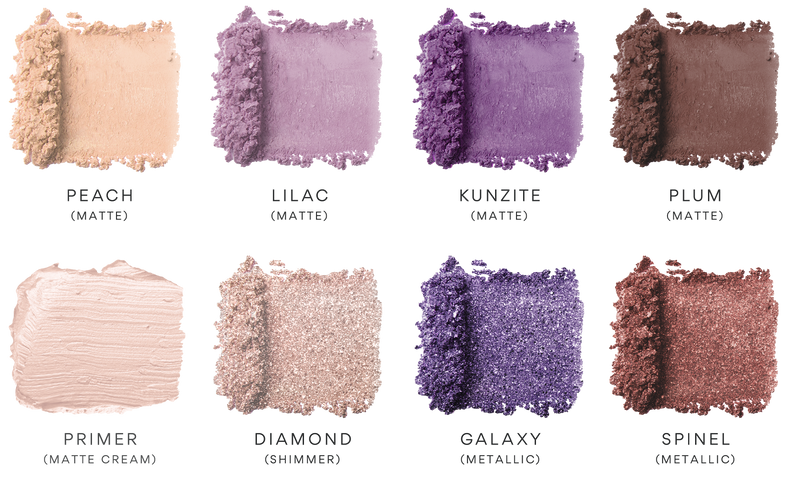 Different shades of pigments in the Amethyst swatch