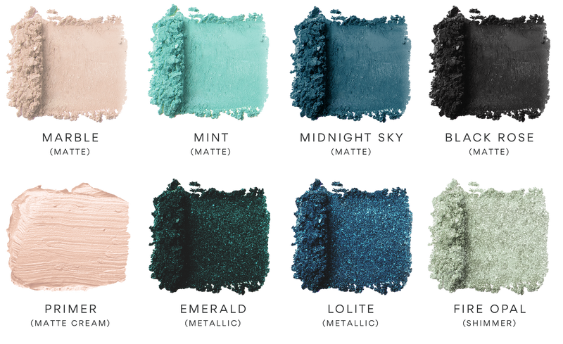 Different shades of pigments in the Azurite swatch